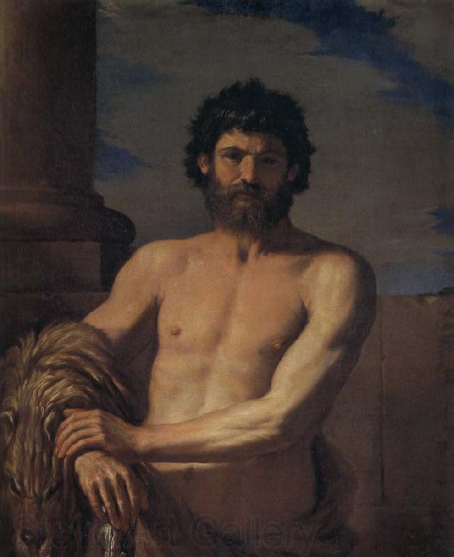 Giovanni Francesco Barbieri Called Il Guercino Hercules bust Spain oil painting art